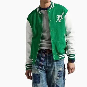 NWT Polo Ralph Lauren Fleece Graphic Baseball Jacket $288 Saks